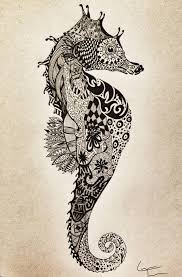 More Zentangle Dessin Hippocampe Tatouage Hippocampe Les Arts