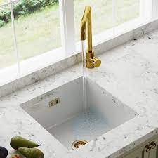 Blackburn leading supplier of bathrooms, heating and plumbing products from keuco furniture and accessories, matki showers, compact and designer radiators. Astini Hampton 100 1 0 Bowl White Ceramic Undermount Kitchen Sink Gold Waste Kitchen From Taps Uk