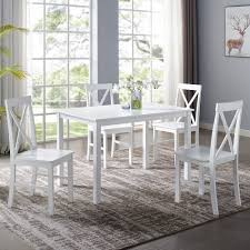 Shop with afterpay on eligible items. 5 Piece Solid Wood Farmhouse Dining Set White White By Walker Edison
