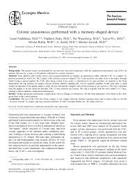 The technique of vessel sparing excision and primary anastomosis for de angelis m, romano g, lazzeri m: Pdf Colonic Anastomosis Performed With A Memory Shaped Device Amir Szold Academia Edu