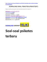 Contoh soal psikotes ini berbenntuk documen dan tentu saja dapat anda download secara gratis. Download Soal Psikotes Psikotest Terbaru