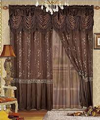 Buy navy & yellow & gold curtains online! Fancy Collection Embroidery Curtain Set 1 Panel Choclate Brown With Gold Drapes With Backing Valance Fancy Luxury Window Curtains Gold Drapes Drapes Curtains