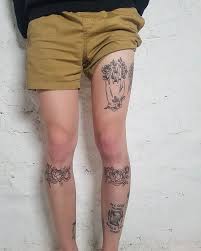 Under The Knee Florals For The Exceedingly Gentle Adam And Above Is A Healed Thigh Piece We Did Long Ago What A Lovely D Knee Tattoo Leg Tattoos Knee Tattoos