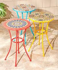 Spanish Style Mosaic Accent Tables With Images Mosaic Accent Table Patio Accent Table Color Tile