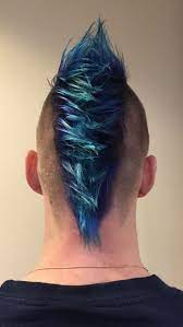 Men S Mohawk With Shades Of Blue Mohawk Hairstyles Men Mohawk For Men Mohawk Hairstyles