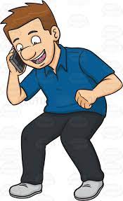 An Excited Man Calling Someone On His Phone Cartoon Man Man Cartoon Clip Art