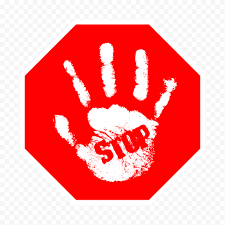 Hd White Hand Print With Stop Word On Red Sign Png Red Sign Stop Words Print