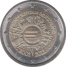 Les pièces de 1 euro comprennent l'image de la casa de la vall, l'un des plus emblématiques bâtiments historiques. 2 Euro 10 Years Of Euro Cash Germany Federal Republic Numista