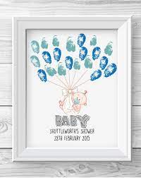 Fingerprint Guest Book Alternative For A Baby Shower Bundle Of Joy Floating With Balloons Baby Shower Guest Book Baby Guest Book Fingerprint Guestbook