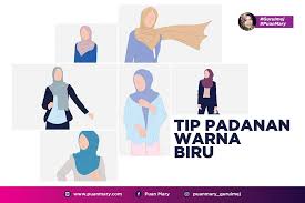 Warna ini merupakan percampuran warna rambut biru gelap dengan hijau tua. Padanan Warna Biru Puan Mary