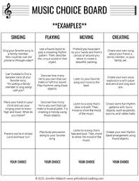Music Choice Board Editable Template By The Yellow Brick Road Tpt Elementary Music Lessons Music Choice Elementary Music Class