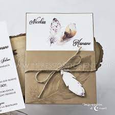 Création réalisée sur mesure pour un mariage, mais peut également être déclinée pour un anniversaire ! Faire Part Mariage Boheme Chic Plume Et Cordelette En Raphia
