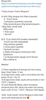 Gulai Assam Tumis Stingray Thermomix Recipes Tamarind Juice Fish Fillet