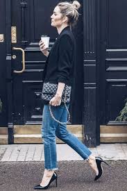 Black Blazer With Jeans For Girls What To Wear To Work Casual Friday Edition Blazer Frayed Hem Jeans Pumps Fashion French Girl Style Style