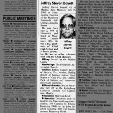Jeffery Steven Boyett Obituary