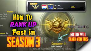 Pubg Mobile How To Rank Up Fast In Season 3 No One Will Teach You This Arrwo Gaming Red Youtube