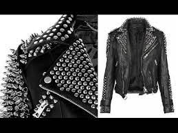 How To Make A Studded And Spike Leather Jacket Spiked Leather Jacket Diy Leather Jacket Upcycled Leather Jacket