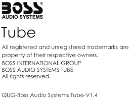 Boss Audio System Tube Manual Manuals