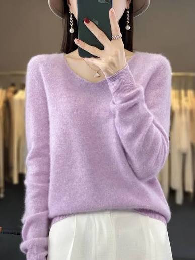 100% Merino Wool Women's Sweater V-Neck Long Sleeve Pullovers Autumn Winter Basic Jumper Cashmere Knitwear Warm Female Clothing - AliExpress 200000345