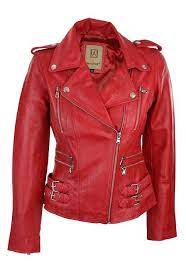 100 Ladies Real Leather Jacket Short Fitted Bikers Style Retro Red Rock Real Leather Jacket Leather Jackets Women Leather Jacket