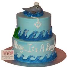 This ombre baby shower cake is so cute and so yummy! 1159 Ocean Themed Baby Boy Baby Shower Cake Abc Cake Shop Bakery