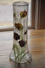 Antique Mont Joye Hand Painted Glass Vase 12 034 With Enameled Pansies No Reserve Painted Glass Vases Glass Vase Vase
