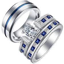 Thin Blue Line Couples Wedding Rings Law Enforcement Police Officer S Men S Band Women S Bridal Set Engagement Ring Marriage Band 3pc Stainless Steel His Hers C Couple Wedding Rings Wedding Rings Engagement