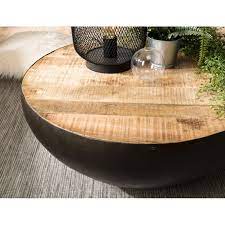 Ll découvrez toutes nos tables basses commandez en ligne sur maisons du monde livraison gratuite en boutique & retours gratuits 14 jours. Table Basse Ronde Industrielle En Bois Avec Socle Arrondi En Metal Noir Rhodes