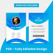 This free employee id card design is editable online. Creative Company Id Card Template Premium Psd Premium Psd Freepik Psd Card Template Tag Office Id Card Template Company Id Creative Company