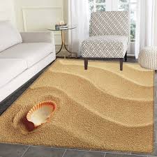 Fluffy pile can permanently trap every crumb from the table. Amazon Com Seashells Area Rug Carpet Little Seashell On Golden Sand Spiritual Sea Animal Coastal Theme Beach Art Print Living Dining Room Bedroom Hallway Office Carpet 3 X4 Sand Brown Kitchen Dining