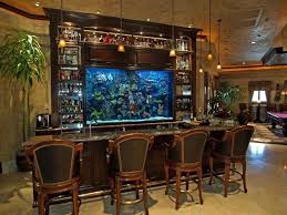 Fish Tank Display Behind In Home Bar Big Fish Tanks Fish Tank Aquarium