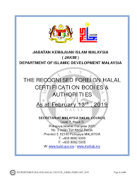 Rujuk pautan berikut bagi mengetahui lebih lanjut berkenaan program khas ini. Cb List 20190213 Jakim Theocracy Food Law