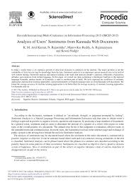 Pdf Analysis Of Users Sentiments From Kannada Web Documents