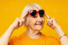 Portrait of an old friendly woman posing face grimace joy close-up emotions  25699612 Stock Photo at Vecteezy