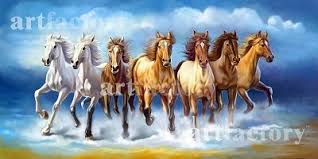 Vastu Running Seven Horse Painting Seven Horses Painting Horse Canvas Painting Animal Canvas