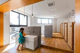 For wall decorating you can use a lot of things: Public Bathrooms For Children Design Tips And Inspiration Archdaily