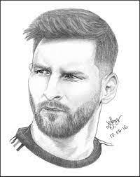 Original art paper/charcoal/pencil/graphite drawing, measuring: Leo Messi Sketch Portrait Drawing Messi Drawing Celebrity Drawings