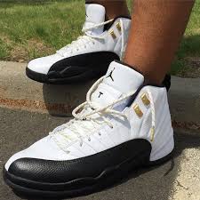 Jordan 12 Black And White Taxi White Gold Thread Bright Shoes Jordans Royal Blue Dresses