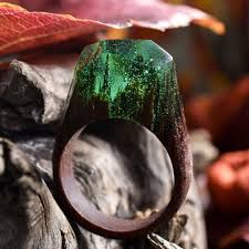 Secret Wood Grassland Woods Rings With Fantastical Scenes Wood Resin Jewelry Jewelry Wooden Wedding Ring