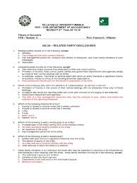 Names of all the associates that an entity has dealt with during the year. Toa Quizzer 6 Ias 24 Related Party Disclosures Pdf Financial Transaction Subsidiary