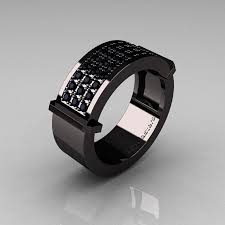 Black And Pink Diamond Ring Gentlemens Modern 14k Black Gold 33 Stone Diamond By Artmasters 2099 00 Black Gold Jewelry Black Gold Ring Pink Diamond Ring