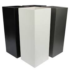 Hc companies tes24000g18 terrazzo 24 inch diameter large square garden small tree and shrub planter container pot, black. Root And Stock Belvedere Tall Square Cube Planter Box Black
