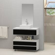 Gabinete Banheiro Creta 60cm Com Cuba Sobrepor E Espelho Branco Preto Em 2020 Gabinete Banheiro Moveis Para Banheiro Armario Banheiro