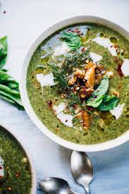 Creamy Vegan Nettles Soup With Kale Cauliflower Will Frolic For Food Nettle Recipes Nettle Soup Vegetarian Recipes