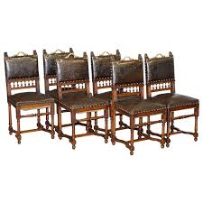 Set Of Six Henry Ii Circa 1880 French Oak And Embossed Leather Lion Dining Chairs In 2020 Victorian Dining Chairs Dining Chairs French Oak