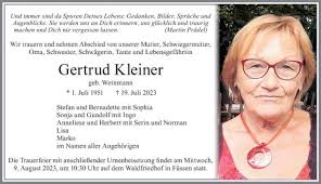 Erinnerung an Gertrud Kleiner geb. Weinmann
