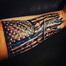 Black American Flag Tattoo Forearm Tattoos Tattoos For Guys Navy Tattoos Fire Fighter Tattoos