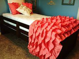 Coral Ruffled Bedding Etsy Beautiful Bedding Bedroom Decor Grey Pink Bed Decor