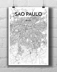 Sao Paulo Map Art Print Map Art Print Personalized Map Art City Map Art