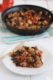 Easy One Pan Chicken And Eggplant Recipe Lexi S Clean Kitchen Recipe Eggplant Recipes Chicken Dinner Dinner